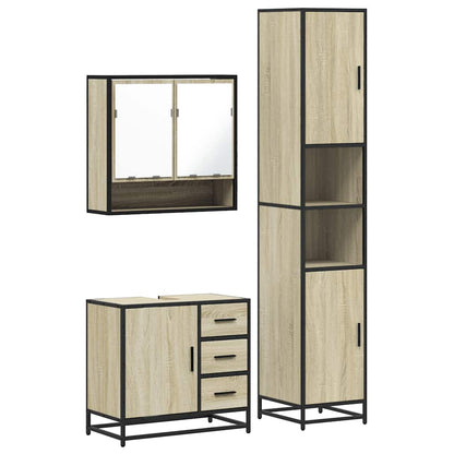 vidaXL 3 Piece Bathroom Furniture Set Sonoma Oak Engineered Wood 2