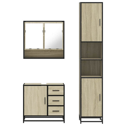 vidaXL 3 Piece Bathroom Furniture Set Sonoma Oak Engineered Wood 5