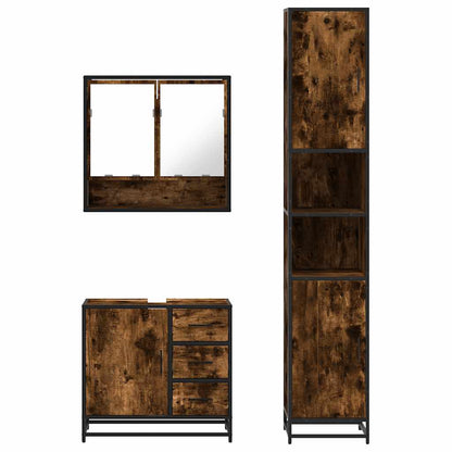 vidaXL 3 Piece Bathroom Furniture Set Smoked Oak Engineered Wood 5