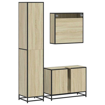 vidaXL 3 Piece Bathroom Furniture Set Sonoma Oak Engineered Wood 6