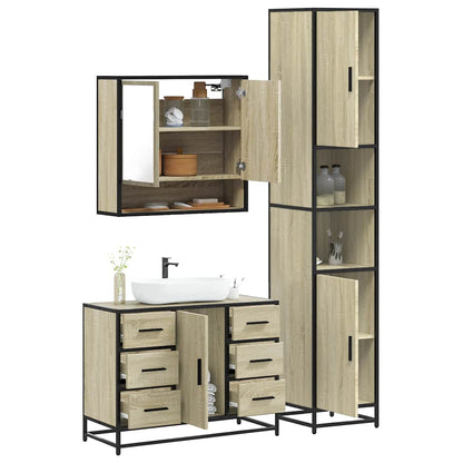 vidaXL 3 Piece Bathroom Furniture Set Sonoma Oak Engineered Wood 1