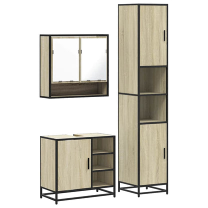 vidaXL 3 Piece Bathroom Furniture Set Sonoma Oak Engineered Wood 2