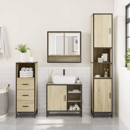 vidaXL 3 Piece Bathroom Furniture Set Sonoma Oak Engineered Wood 3