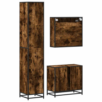 vidaXL 3 Piece Bathroom Furniture Set Smoked Oak Engineered Wood 6