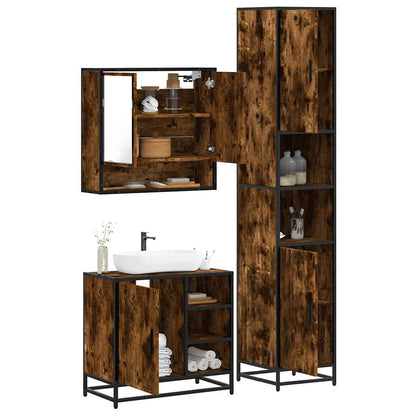 vidaXL 3 Piece Bathroom Furniture Set Smoked Oak Engineered Wood 1