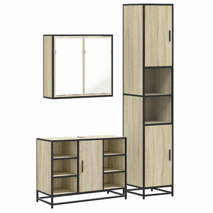 vidaXL 3 Piece Bathroom Furniture Set Sonoma Oak Engineered Wood 2