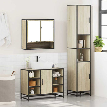 vidaXL 3 Piece Bathroom Furniture Set Sonoma Oak Engineered Wood 3