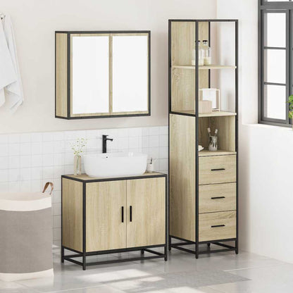vidaXL 3 Piece Bathroom Furniture Set Sonoma Oak Engineered Wood 3
