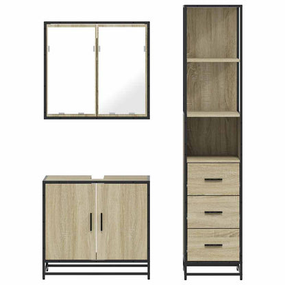 vidaXL 3 Piece Bathroom Furniture Set Sonoma Oak Engineered Wood 5