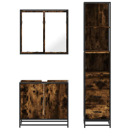 vidaXL 3 Piece Bathroom Furniture Set Smoked Oak Engineered Wood 5