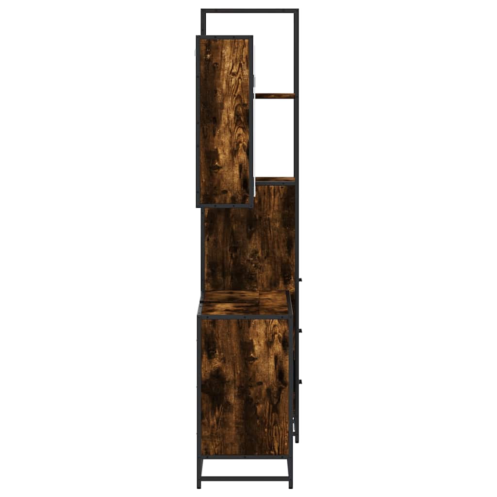 vidaXL 3 Piece Bathroom Furniture Set Smoked Oak Engineered Wood 6