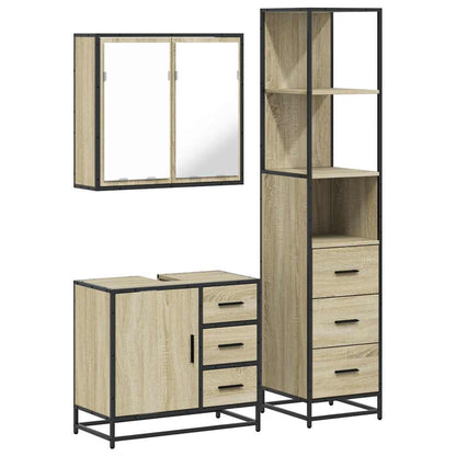 vidaXL 3 Piece Bathroom Furniture Set Sonoma Oak Engineered Wood 2