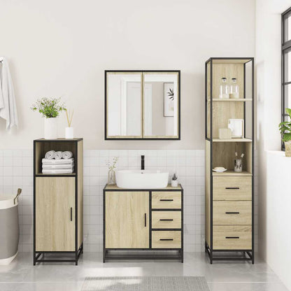vidaXL 3 Piece Bathroom Furniture Set Sonoma Oak Engineered Wood 4
