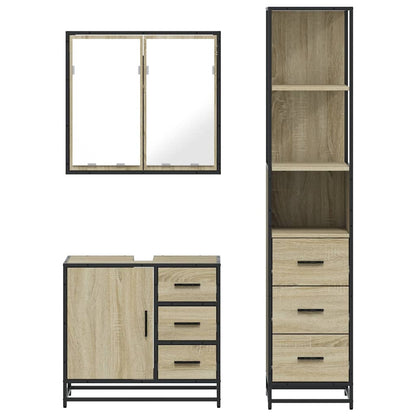 vidaXL 3 Piece Bathroom Furniture Set Sonoma Oak Engineered Wood 5