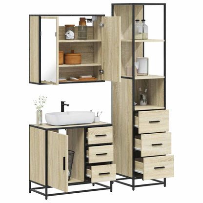 vidaXL 3 Piece Bathroom Furniture Set Sonoma Oak Engineered Wood 1