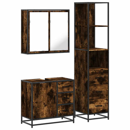 Bathroom Furniture Set 3 pcs Engineered Wood Smoked oak