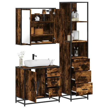 Bathroom Furniture Set 3 pcs Engineered Wood Smoked oak