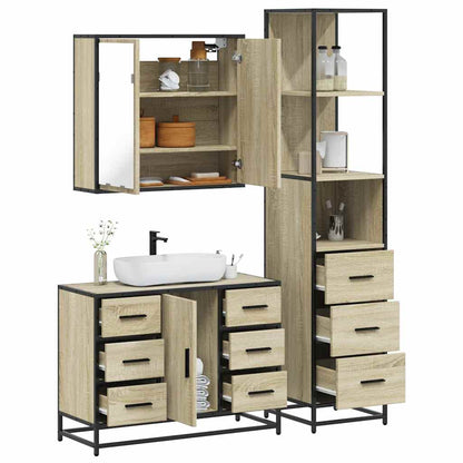 vidaXL 3 Piece Bathroom Furniture Set Sonoma Oak Engineered Wood 1