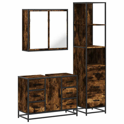 vidaXL 3 Piece Bathroom Furniture Set Smoked Oak Engineered Wood 2