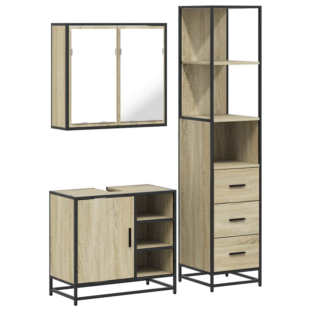 Bathroom Furniture Set 3 pcs Engineered Wood Sonoma oak