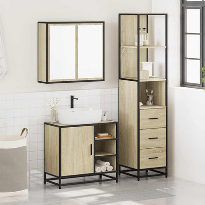 vidaXL 3 Piece Bathroom Furniture Set Sonoma Oak Engineered Wood 3