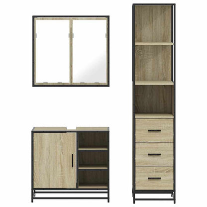 vidaXL 3 Piece Bathroom Furniture Set Sonoma Oak Engineered Wood 5