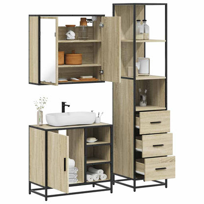 vidaXL 3 Piece Bathroom Furniture Set Sonoma Oak Engineered Wood 1