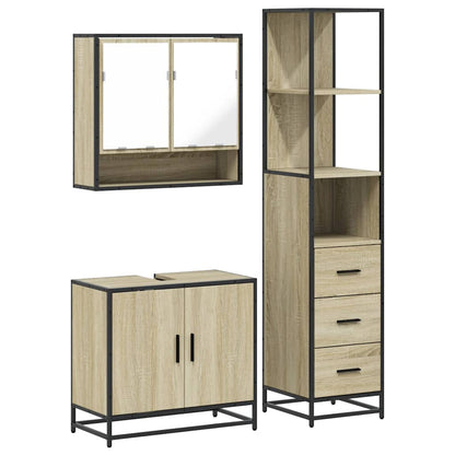 vidaXL 3 Piece Bathroom Furniture Set Sonoma Oak Engineered Wood 2
