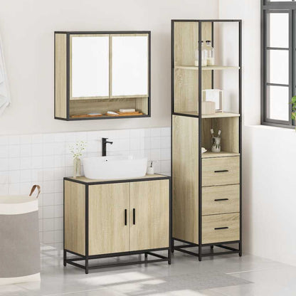 vidaXL 3 Piece Bathroom Furniture Set Sonoma Oak Engineered Wood 3