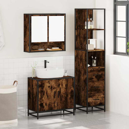 vidaXL 3 Piece Bathroom Furniture Set Smoked Oak Engineered Wood 3