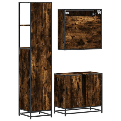 vidaXL 3 Piece Bathroom Furniture Set Smoked Oak Engineered Wood 6