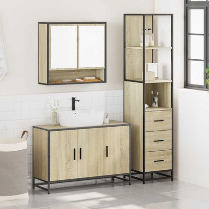 vidaXL 3 Piece Bathroom Furniture Set Sonoma Oak Engineered Wood 3