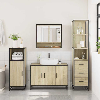 vidaXL 3 Piece Bathroom Furniture Set Sonoma Oak Engineered Wood 4