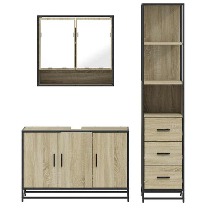 vidaXL 3 Piece Bathroom Furniture Set Sonoma Oak Engineered Wood 5