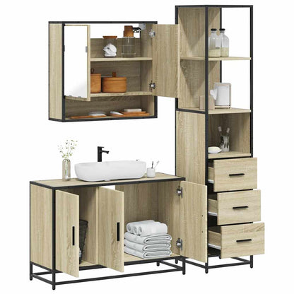 vidaXL 3 Piece Bathroom Furniture Set Sonoma Oak Engineered Wood 1