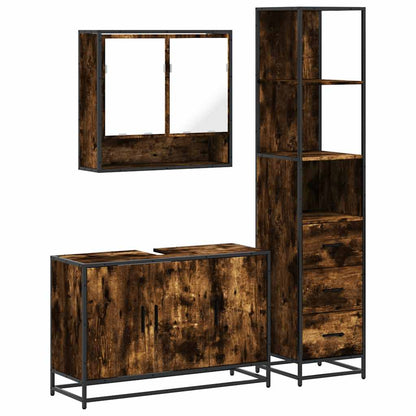 vidaXL 3 Piece Bathroom Furniture Set Smoked Oak Engineered Wood 2