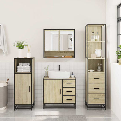 vidaXL 3 Piece Bathroom Furniture Set Sonoma Oak Engineered Wood 4