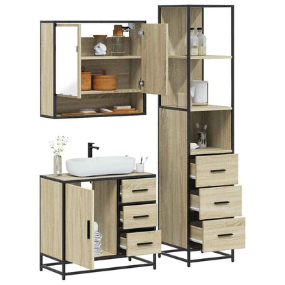 vidaXL 3 Piece Bathroom Furniture Set Sonoma Oak Engineered Wood 1