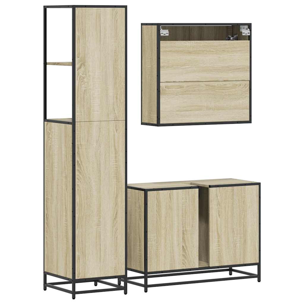 vidaXL 3 Piece Bathroom Furniture Set Sonoma Oak Engineered Wood 6