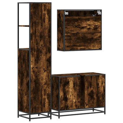 vidaXL 3 Piece Bathroom Furniture Set Smoked Oak Engineered Wood 6