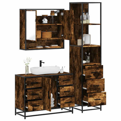 vidaXL 3 Piece Bathroom Furniture Set Smoked Oak Engineered Wood 1