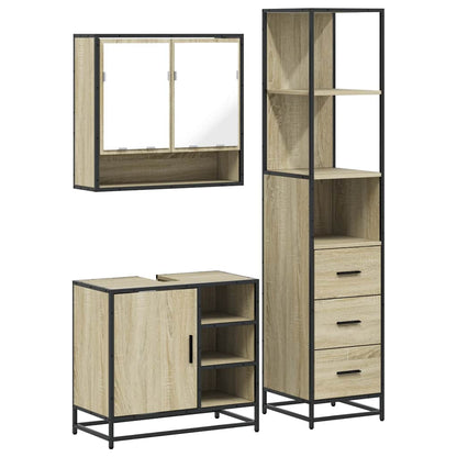 vidaXL 3 Piece Bathroom Furniture Set Sonoma Oak Engineered Wood 2