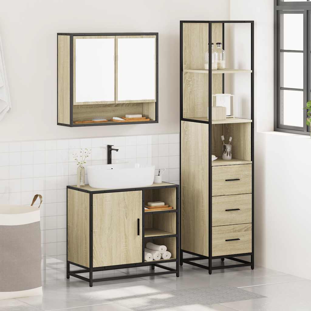 vidaXL 3 Piece Bathroom Furniture Set Sonoma Oak Engineered Wood 3