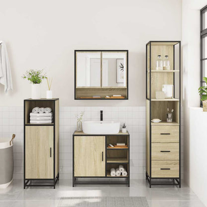 vidaXL 3 Piece Bathroom Furniture Set Sonoma Oak Engineered Wood 4