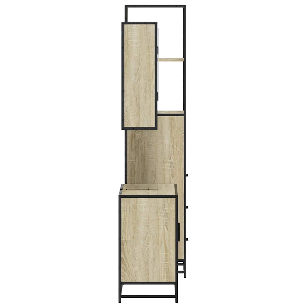 vidaXL 3 Piece Bathroom Furniture Set Sonoma Oak Engineered Wood 6