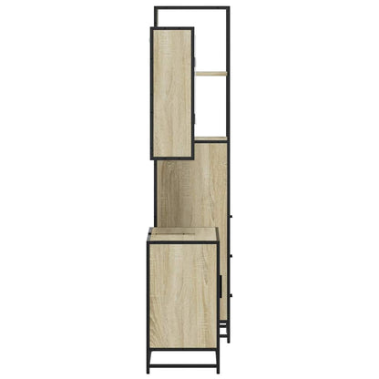 vidaXL 3 Piece Bathroom Furniture Set Sonoma Oak Engineered Wood 6