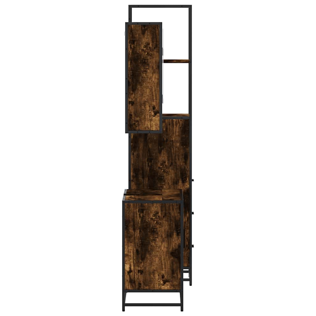 vidaXL 3 Piece Bathroom Furniture Set Smoked Oak Engineered Wood 6