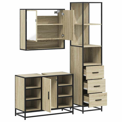 vidaXL 3 Piece Bathroom Furniture Set Sonoma Oak Engineered Wood 6
