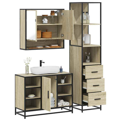 vidaXL 3 Piece Bathroom Furniture Set Sonoma Oak Engineered Wood 1