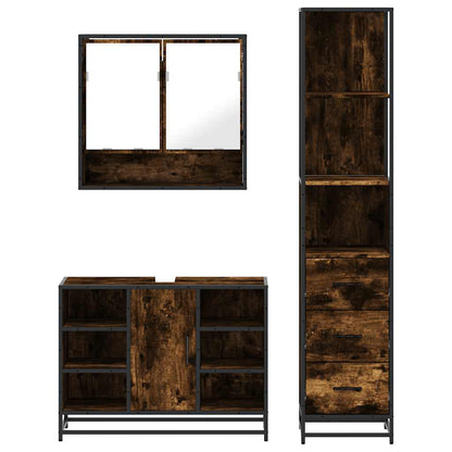 vidaXL 3 Piece Bathroom Furniture Set Smoked Oak Engineered Wood 5